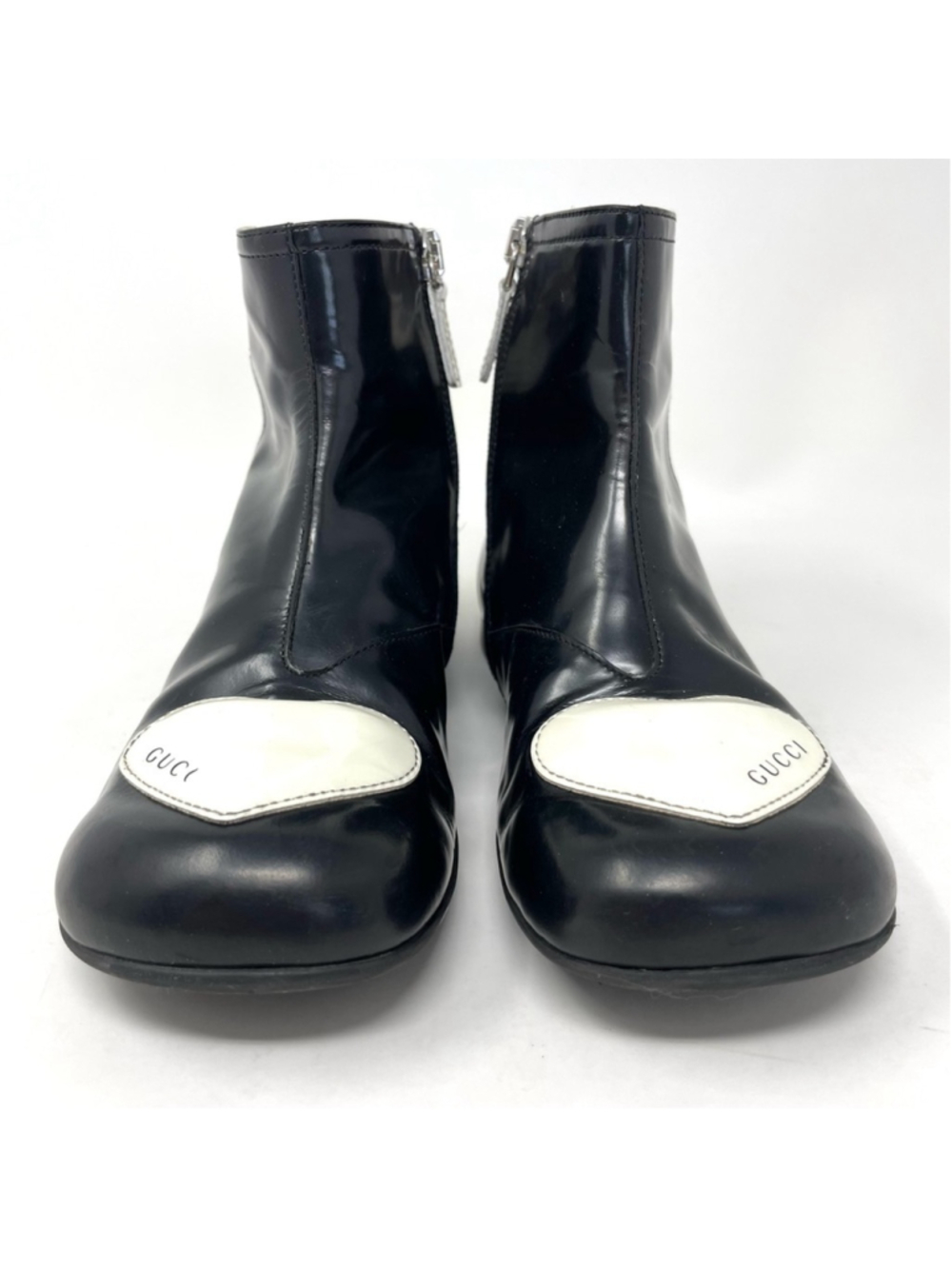 Gucci Kids Black Leather White Heart Patch Ankle Boots Size 31 - Picture 3 of 16